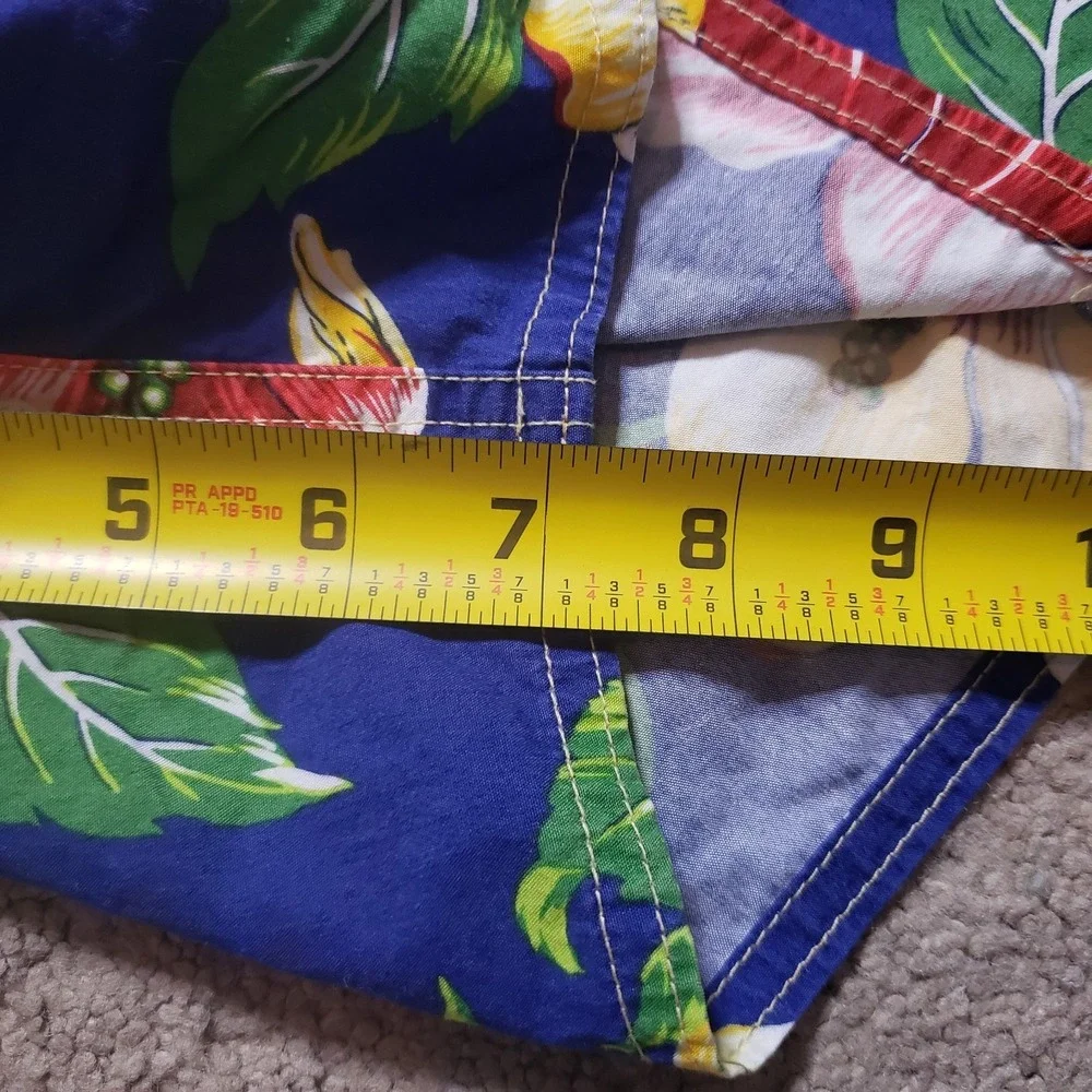 Polo Ralph Lauren Swim Trunks Men 38 Navy Floral AOP Beach Rope Drawstring